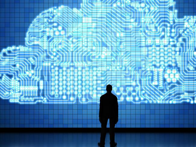 3d rendering circuit cloud on tablet for cloud computing technology