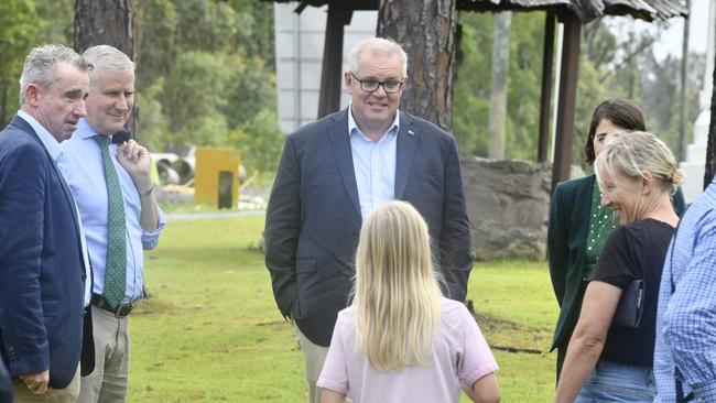 Prime Minister Scott Morrison arrives at New Italy for the official opening of the Pacific Highway redevelopment. Photos: Adam Hourigan