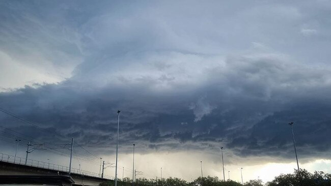 Friday's supercell seen from Brisbane Airport. Picture: Christian Isola