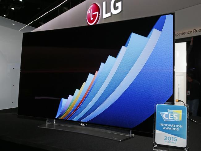 Pride of place ... the LG Flexible 4K OLED TV is 77 inches or two metres wide.