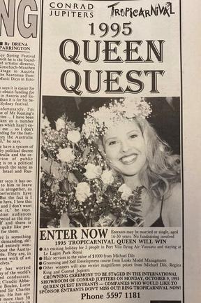 Tropicarnival 1995 Queen Quest. Advertisements in the Gold Coast Bulletin, August 1995. Gold Coast History.