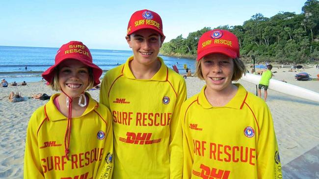 Young Noosa  lifesavers Jed Hamblin, Jackson Smith andEddie Walter. Picture: Contributed