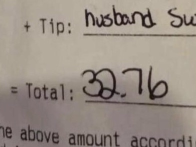 Shocking 'tip' left on bill by wife. Picture: Imgur