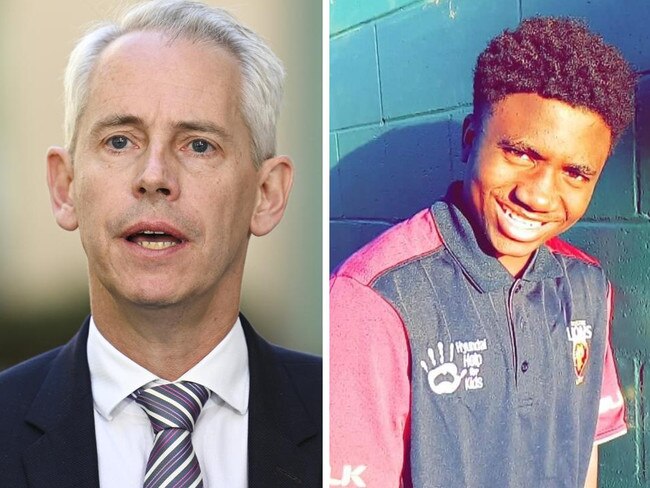 Immigration Minister Andrew Giles and slain teenager. Picture : NewsWire