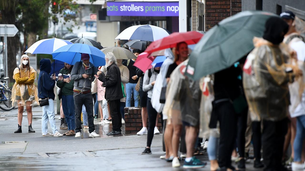 Queues outside Centrelink, Bondi Junction today. Picture: AAP