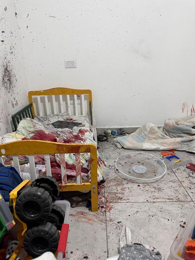 Images have surfaced of what appears to be a child's bedroom, splattered in blood. Picture: David Saranga/Twitter