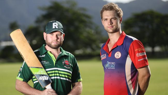 Rovers Josh Chadwick and Mulgrave's Wade Matthews ahead of Saturday's Cricket Far North first-grade grand final. Picture: Stewart McLean