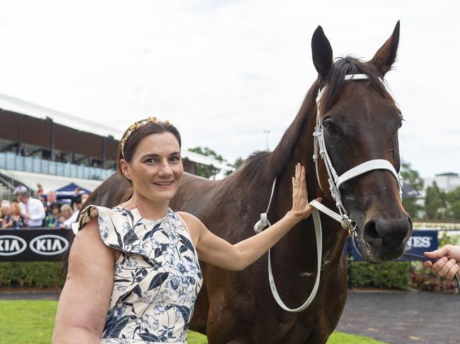 Australian Turf Club worker and cancer sufferer Nini Vascotto with Winx in March. Picture: Bronwen Healy