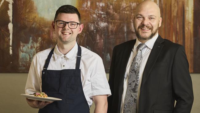 Head chef, Jamie Bennie and owner, George Melissourgos at Fire and Vine in Glenunga, Thursday, Sept. 21, 2023. Picture: Matt Loxton