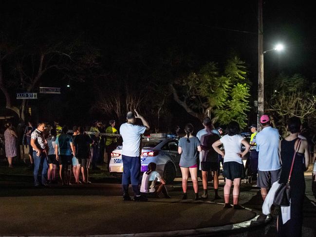 The scene where five 10-year-old children were been hit by a car, four killed, whilst riding their bikes on Saturday. Picture: Monique Harmer