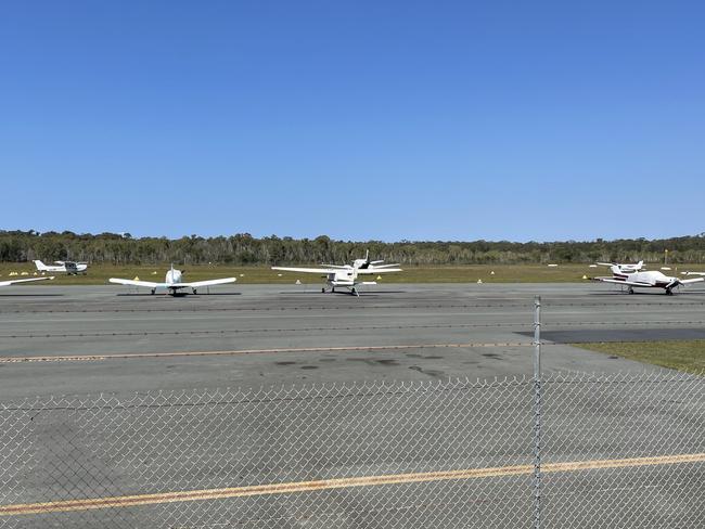 Light planes grounded at the Caloundra Aerodrome on September 6. Photo: Iwan Jones