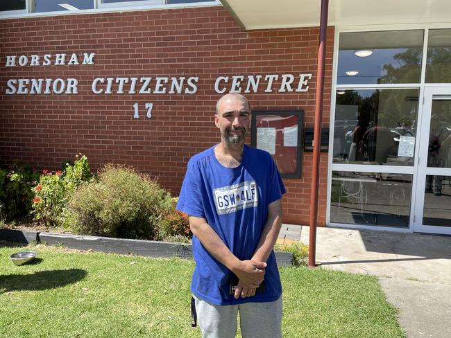 Fabian Lauricella, head chef at the Victoria Hotel in Dimboola, outside the evacuation centre in Horsham on Tuesday.