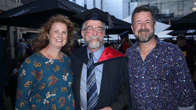 Amanda, Tony and David Hyland celebrate graduation. Picture: Alan Barber