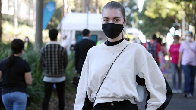 Getting a vaccination on Monday was Isabeau Williams, 28, whose partner is a cardiac surgeon that works with Covid-19 patients. Picture: David Swift