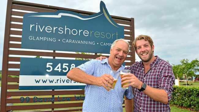 CHEERING: Bernie McGovern and his son Will have sold Rivershore Resort, in Diddillibah in a very big business deal. Picture: John McCutcheon