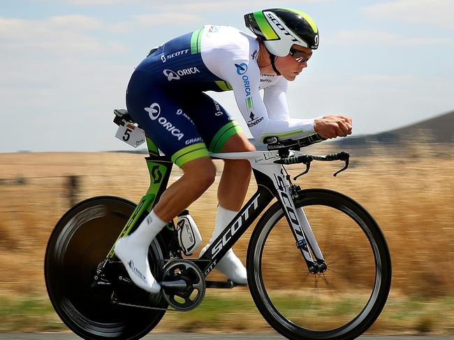 Australian Road Cycling Championships, Mens Elite Time Trial at Burrumbeet , Winner Michael Hepburn in action Melbourne January 8th, Picture by Colleen Petch.