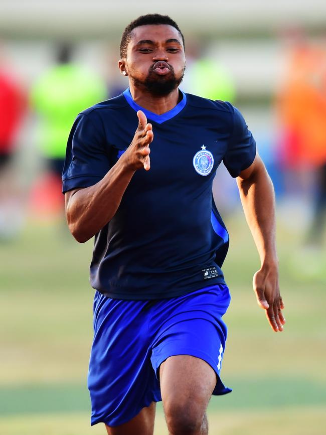 Adelaide Blue Eagles Shekubah Hutton-Addy at Santos Stadium. Picture: Mark Brake