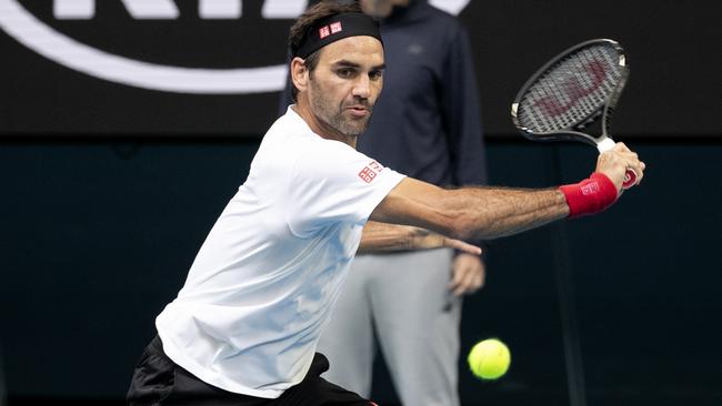 Roger Federer in action during a practice session ahead of the Australian Open.