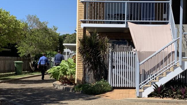 Mackay detectives arrive on scene at a Bridge Rd unit block where a property was severely damaged in a blaze overnight. A man has been arrested and charged with arson and other offences over the incident.