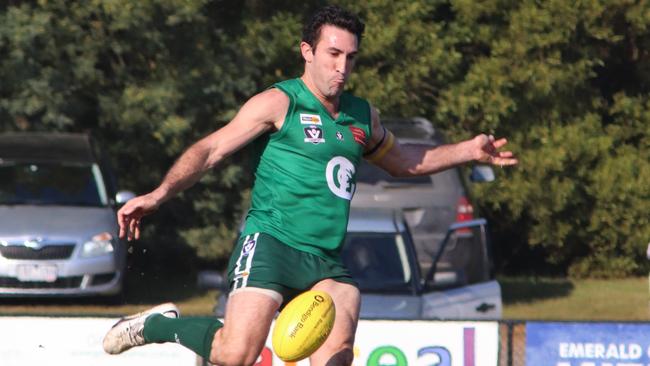 Michael Firrito playing for Gembrook. Picture: Bethany Hutchison