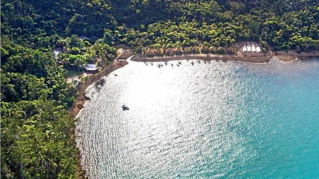 ISLAND PARADISE: Looking to downsize, the owners of Pumpkin Island&#39;s eco retreat Laureth and Wayne Rumble are seeking expressions of interest for the sale of their freshly rebuilt Elysian Eco Retreat on Long Island in the Whitsundays. Picture: Contributed