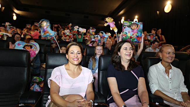 Premier Annastacia Palaszczuk made the announcement about the Dora the Explorer film at the cinemas in the Myer centre. Pic Annette Dew.