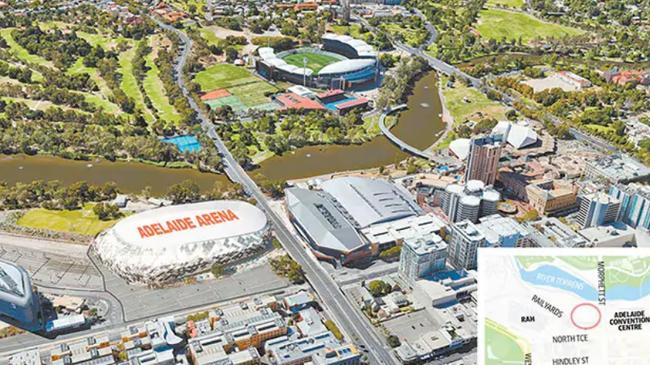 An artist's impression of an Adelaide Arena at the proposed location. Source: The Advertiser