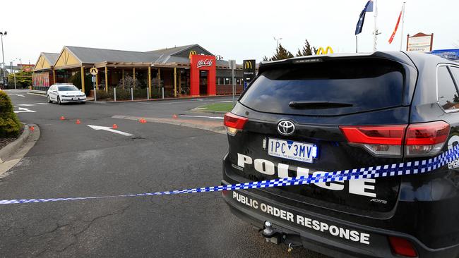 The store remains cordoned off this morning. Picture: Mark Stewart