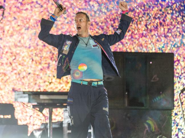 Chris Martin in concert. Picture: Jake Nowakowski