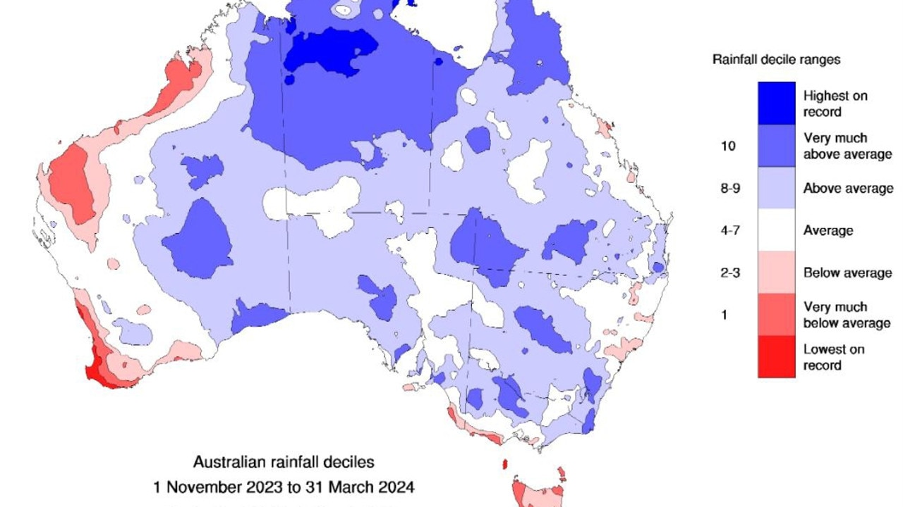 During the last five months much of Australia saw above average rainfall. Picture: Bureau of Meteorology