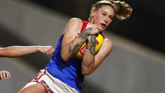 Tayla Harris finished with three goals against her old side. Picture: Daniel Pockett/AFL Photos/via Getty Images