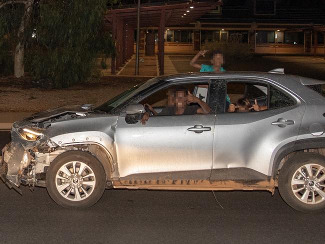 14-02-2024 - Children of Alice Springs, aged 10, 11 and 13 take a stolen Toyota Rav 4 for a joyride in the streets. Picture: Liam Mendes / The Australian