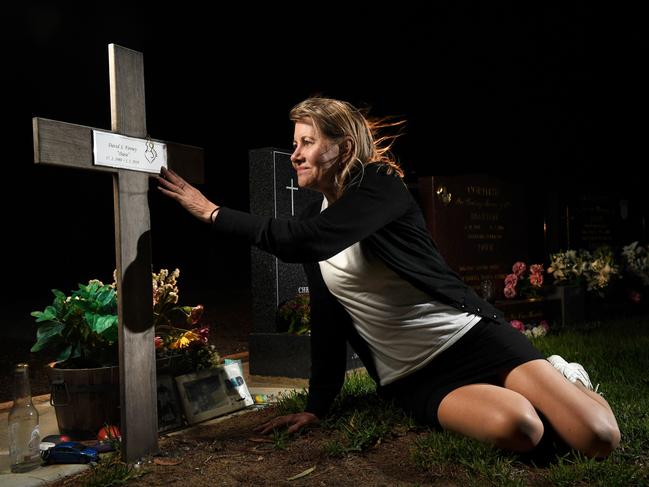 Julie-Ann Finney at the gravesite of her son David. Picture: Tricia Watkinson