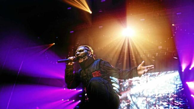 Slipknot frontman Corey Taylor during their set at the Brisbane Entertainment Centre. Picture: Asagai Images