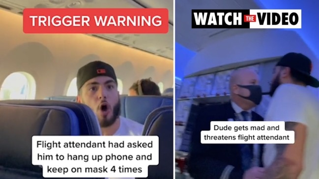 Unmasked passenger going berserk on LA flight