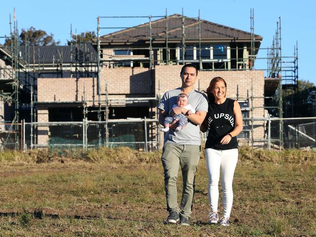 18/08/2017: Liam and Lauren Ong with their daughter Olive in Kellyville,  45 km north west of Sydney, where they are building their second home.Pic by James Croucher