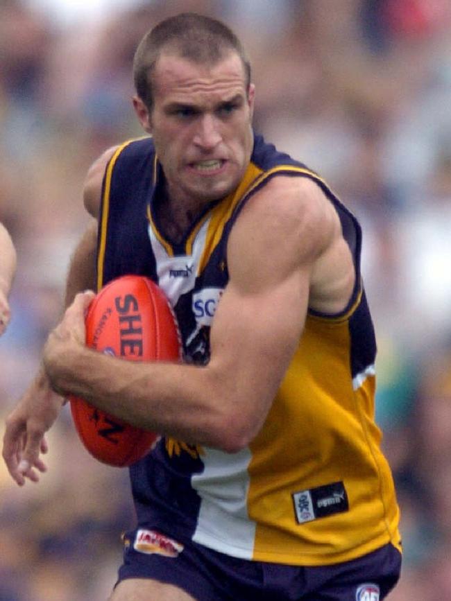 Chris Judd on the burst for West Coast.