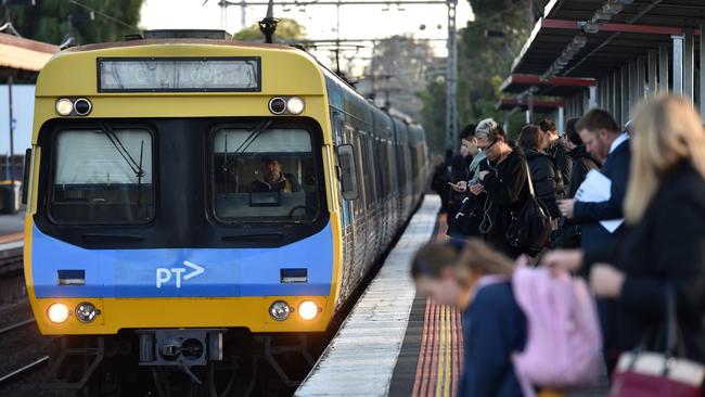 Delays are expected on the Sandringham line after a train hit a car that became stuck on the tracks. Picture: file photo, AAP Image, Tracey Nearmy.