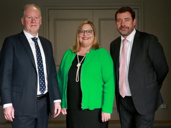 Parole Board Queensland, which is headed up by Michael Byrne QC (left), Peter Shields (right) and Julie Sharp.