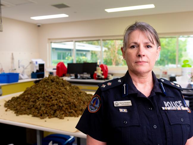 Detective Superintendent Kerry Hoskins with some of the cannabis seized by police. Picture: Che Chorley