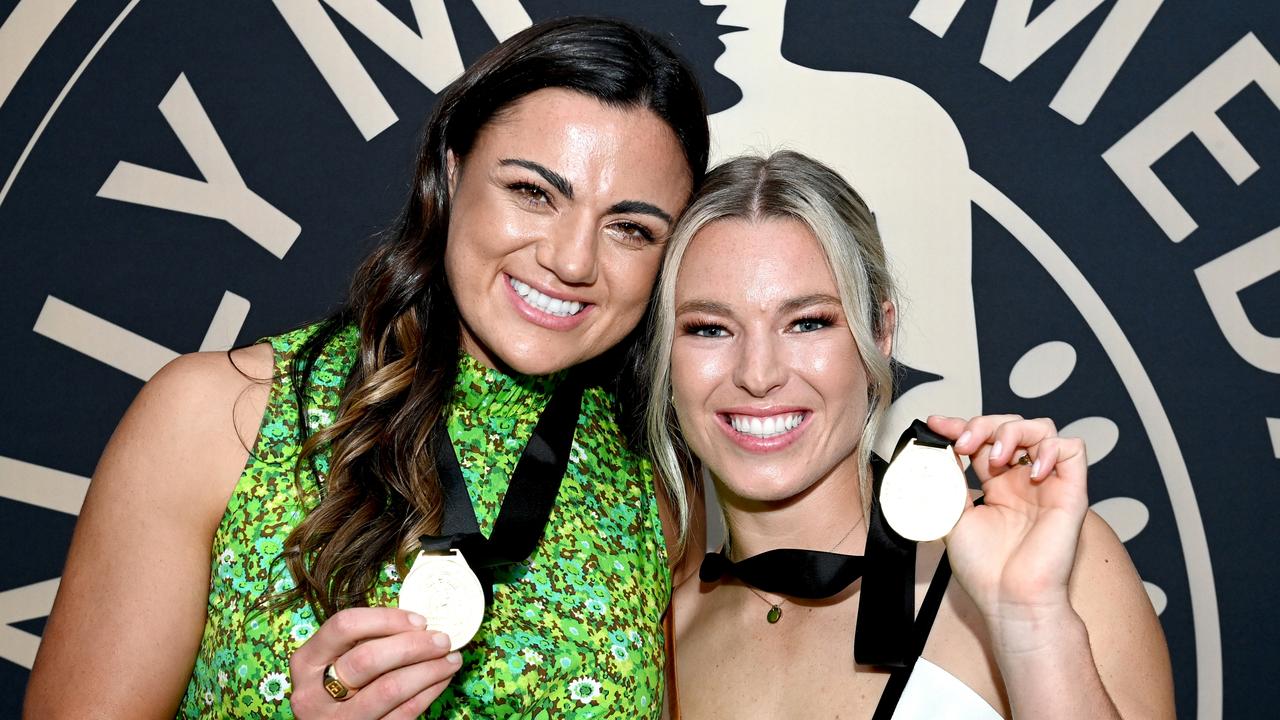 Joint Dally M winners Millie Boyle and Emma Tonegato are hoping to add an Origin victory with the Sky Blues to their stellar seasons. Picture: Bradley Kanaris/Getty Images