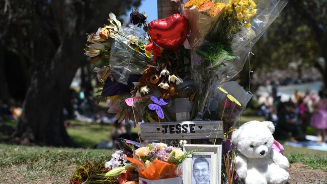 Memorial for Jesse Vilkelis-Curas, 24, who died in hospital after an attack outside a pub at Ballina in northern New South Wales.