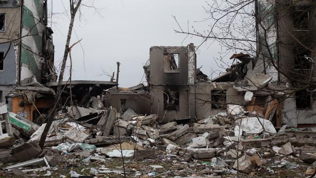 The Russian retreat from Borodianka and other towns near Kyiv have revealed the extent of devastation from that country's failed attempt to seize the Ukrainian capital. Picture: Getty Images