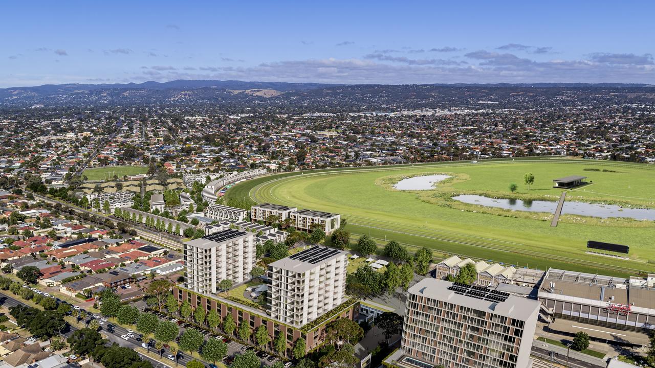 Artist’s impression showing an aerial view of the Morphettville redevelopment. Picture: Supplied