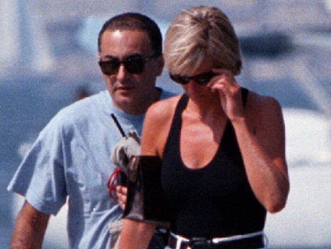 Diana in St Tropez with Dodi Al Fayed in 1997. Picture: AP