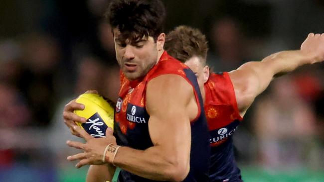 Christian Petracca stood up for the Dees in a stunning performance. Picture: Getty Images/AFL Photos