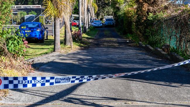 A crime scene has been established at the property and police are continuing their investigations there this morning. Picture: Monique Harmer