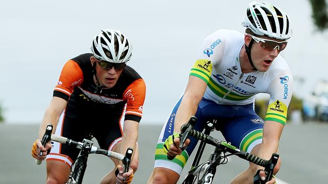 Luke Durbridge, right, faces a tough challenge in the national time trial. Picture: Colleen Petch.