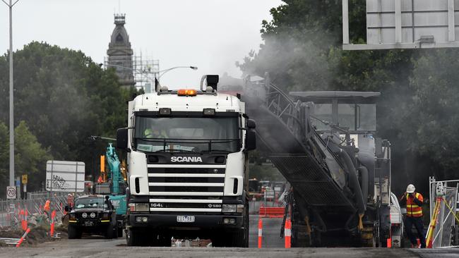 Work on Hoddle Street. Picture: Nicole Garmston