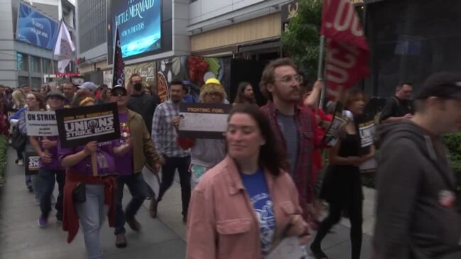 Unions rally in support of striking Hollywood writers